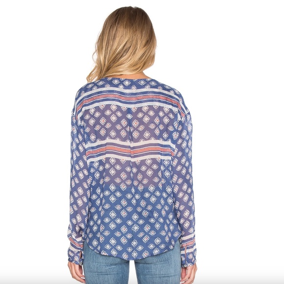 Free People Before Dawn Top in Sapphire Combo sz M - Picture 2 of 11